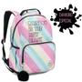 Imagem de Mochila Juvenil Feminina Rainbow Com Pompom Denlex Reforçada