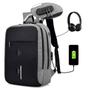 Imagem de Mochila Laptop Espaçosa Notebook Volta as Aulas Alça Média Casual Executiva Viagem Multifuncional USB Fone de Ouvido