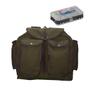 Imagem de Mochila lona camping pesca ferramentas em lona 4 bolsos G verde Ref. 0002 COM ESTOJO