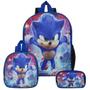 Imagem de Mochila Masculina Escolar De Costas Sonic Lancheira E Estojo