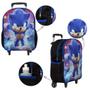 Imagem de Mochila Masculina Escolar Rodinha Sonic + Lancheira E Estojo