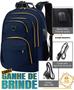 Imagem de Mochila Masculina Feminina Notebook Zíper Dourado Saida USB/FONE Acompanha Cabos