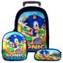 Imagem de Mochila Masculina Infantil Rodinha Sonic Lancheira Estojo JG