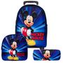 Imagem de Mochila Masculina Mickey Mouse 3D Rodinhas Lancheira Estojo