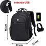 Imagem de Mochila Notebook Entrada Usb Fone Masculina Feminina Yepp