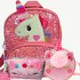 Imagem de Mochila Paetê com Bolsa Transversal Infantil Unicórnio