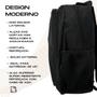 Imagem de Mochila Para Notebook Laptop Resistente All Black Impermeável Com Bolsos Laterais Trabalho Faculdade