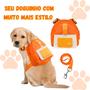 Imagem de Mochila Pet Para Cachorro Coleira Peitoral Tamanho P M Ajustável Confortável Bolsinha De Passeio