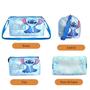 Imagem de Mochila Reforçada Lillo Stitch Kit 2Pçs Bolsa Alça Transversal Espaçosa Lancheira Necessaire Mochilinha Juvenil Infantil
