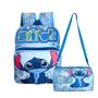 Imagem de Mochila Reforçada Lillo Stitch Kit 2Pçs Bolsa Alça Transversal Espaçosa Lancheira Necessaire Mochilinha Juvenil Infantil