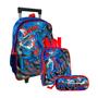 Imagem de Mochila Rodas Dark Spider+ Lancheira+ Estojo Azul E Vermelho