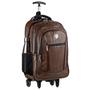 Imagem de Mochila Rodinha Carrinho Executiva Moderna Couro Notebook com Entrada USB Marrom