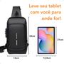 Imagem de Mochila Shoulder Bag Transversal Impermeável Com Cadeado E Usb Bolsa Tiracolo Pochete À Prova D'água