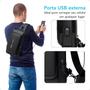 Imagem de Mochila Shoulder Bag Transversal Impermeável Com Cadeado E Usb Bolsa Tiracolo Pochete À Prova D'água