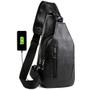 Imagem de Mochila Sling Bag Peicees de Couro para Homens com Porta USB