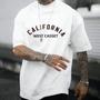 Imagem de Moda Verão Masculina Camiseta Inglês Carta Impressão Casual Solto Algodão Streetwear Topos 2024