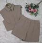 Imagem de Modas Domi Conjunto Feminino Colete Gola Colarinho Shorts Luis Twill Casual Moderno 193