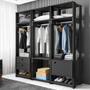 Imagem de Módulo Guarda Roupa Closet Casal 1 Porta 2 Gavetas Titan Preto Velluto - Móveis Leão