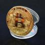 Imagem de Moeda Física Bitcoin Dourada - Colecionadores Criptomoedas com Estojo