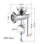 Imagem de Moedor De Carne Manual Numero 8 Maquina De Moer Em Alumínio