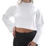 Imagem de Moletom Cropped Blusa Feminina Blusinha Manga Longa Look Casual Leve Estilo E Conforto Moda Meninas