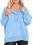 Imagem de Moletom feminino Eytino Plus Size Button Henley Gola 4X azul claro
