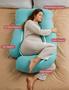 Imagem de Momcozy Almofada de Corpo em U para Gestantes, 57", Azul Tiffany