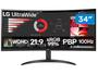 Monitor 100Hz WQHD Curvo UltraWide 5ms LG 34WR50QC-B 34" 2 HDMI Imagem de Monitor 100Hz WQHD Curvo UltraWide 5ms LG 34WR50QC-B 34" 2 HDMI