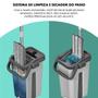Imagem de Mop Flat Multiuso Lava e Seca 360º Balde Vertical 8 Litros com 4 Refis Extras de Microfibra