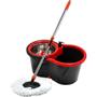 Imagem de Mop Giratório 360 Balde De 8l Com Cesto Inox Limpeza Refil Cor Preto/vermelho Desmontavel