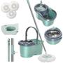 Imagem de Mop Giratório com Cesto Inox Esfregão Multiuso com 3 Refis Microfibra Lava Limpa e Seca Balde de 12 Litros com Rodinhas para Limpeza Pesada