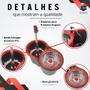 Imagem de Mop Giratório Pró com Centrífuga em Inox alta performance Vermelho e Cinza Com alça e rodas