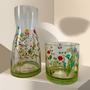 Imagem de Moringa 500ml de Vidro e Copo de Vidro 265ml Pintados a Mão Coleção Floral -Lembrei de Você 
