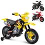 Imagem de Moto Elétrica Infantil Motocross Preta Amarela Vermelha com Luzes e Efeitos Sonoros 6V