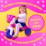 Imagem de Motoca Infantil Rosa Fofete para Meninas com Cestinha Triciclo com Pedal Xalingo