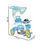 Imagem de Motoca Passeio Triciclo Infantil com Capota e Haste Azul - BW003