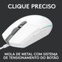 Imagem de Mouse Gamer Logitech G203 LIGHTSYNC RGB, Efeito de Ondas de Cores, 6 Botões Programáveis e Até 8.000 DPI, Branco - 910-005794