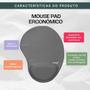 Imagem de Mouse Pad com Apoio Cinza Ergonômico - Reflex
