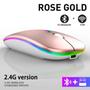 Imagem de Mouse Rosa sem fio RGB para jogos Gamer Bluetooth LED
