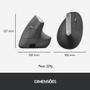 Imagem de Mouse sem fio Logitech MX Vertical Design Ergonômico para Redução de Tensão Muscular, USB Unifying ou Bluetooth, Recarregável - 910-005449