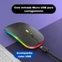 Imagem de Mouse Sem Fio Silencioso Com Led Bluetooth USB Notebook Pc Tablet