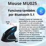 Imagem de Mouse Sem Fio Vertical Ergonômico Gamer Recarregavel Bluetooth 2.4 e Usb