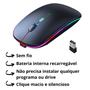 Imagem de Mouse Sem Fio Wireless- Preto Com Bateria Interna Recarregavel 2,4 Ghz Led RGB, tablet notebook - Tw