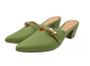 Imagem de Mule Scarpin Verde Salto Alto Grosso Lacinho Sapato Bico Fino Casual Festa