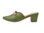 Imagem de Mule Scarpin Verde Salto Alto Grosso Lacinho Sapato Bico Fino Casual Festa