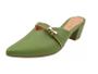 Imagem de Mule Scarpin Verde Salto Alto Grosso Lacinho Sapato Bico Fino Casual Festa