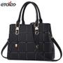 Imagem de Mulheres Bolsa PU Couro Grande Capacidade Shoulder Bag Grid Ba