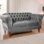 Imagem de Namoradeira Chesterfield Elisabeth 2 Lugares Via Encanto Veludo Cinza Claro