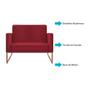 Imagem de Namoradeira Decorativa Bella Base de Ferro Bronze Suede Vermelho - Amarena Móveis