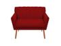 Imagem de Namoradeira Decorativa Cecília Couro Vermelho 2 Lugares Pés Madeira Ms Decor